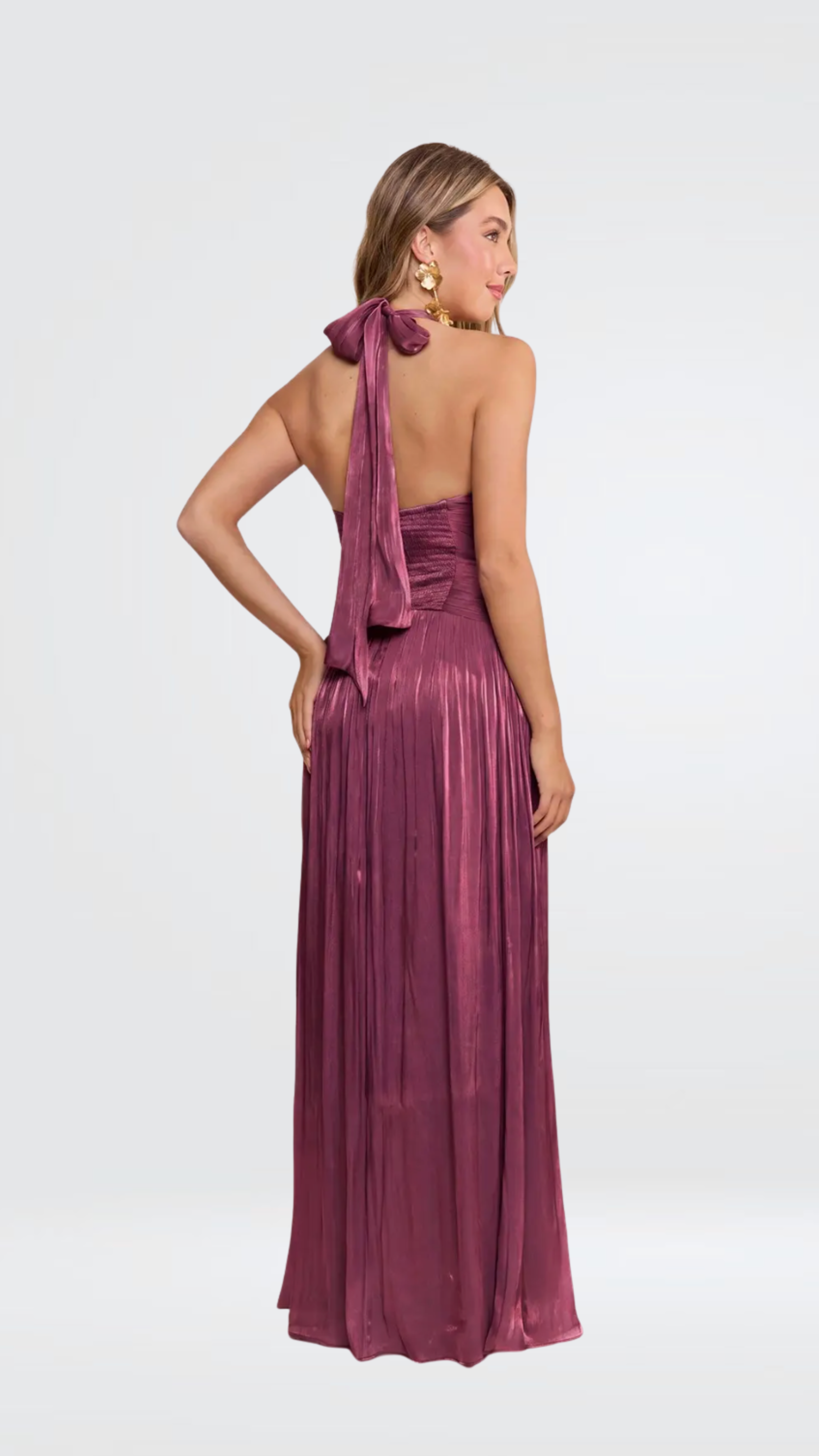 Pink Pleated Maxi Dress