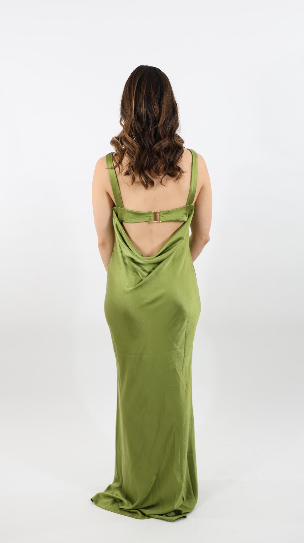 Olive Silk Maxi Dress