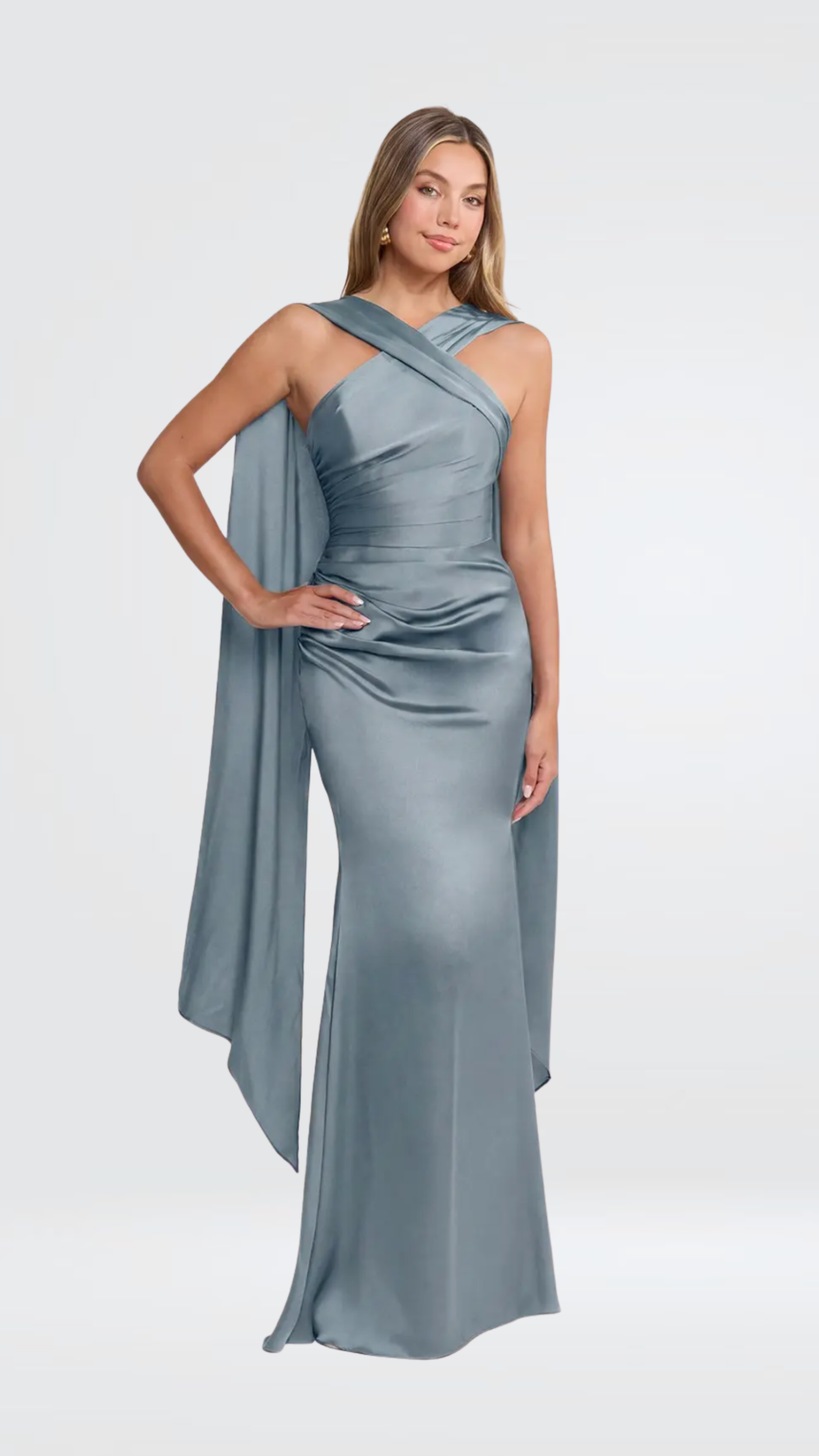 Slate Blue Drape Maxi Dress