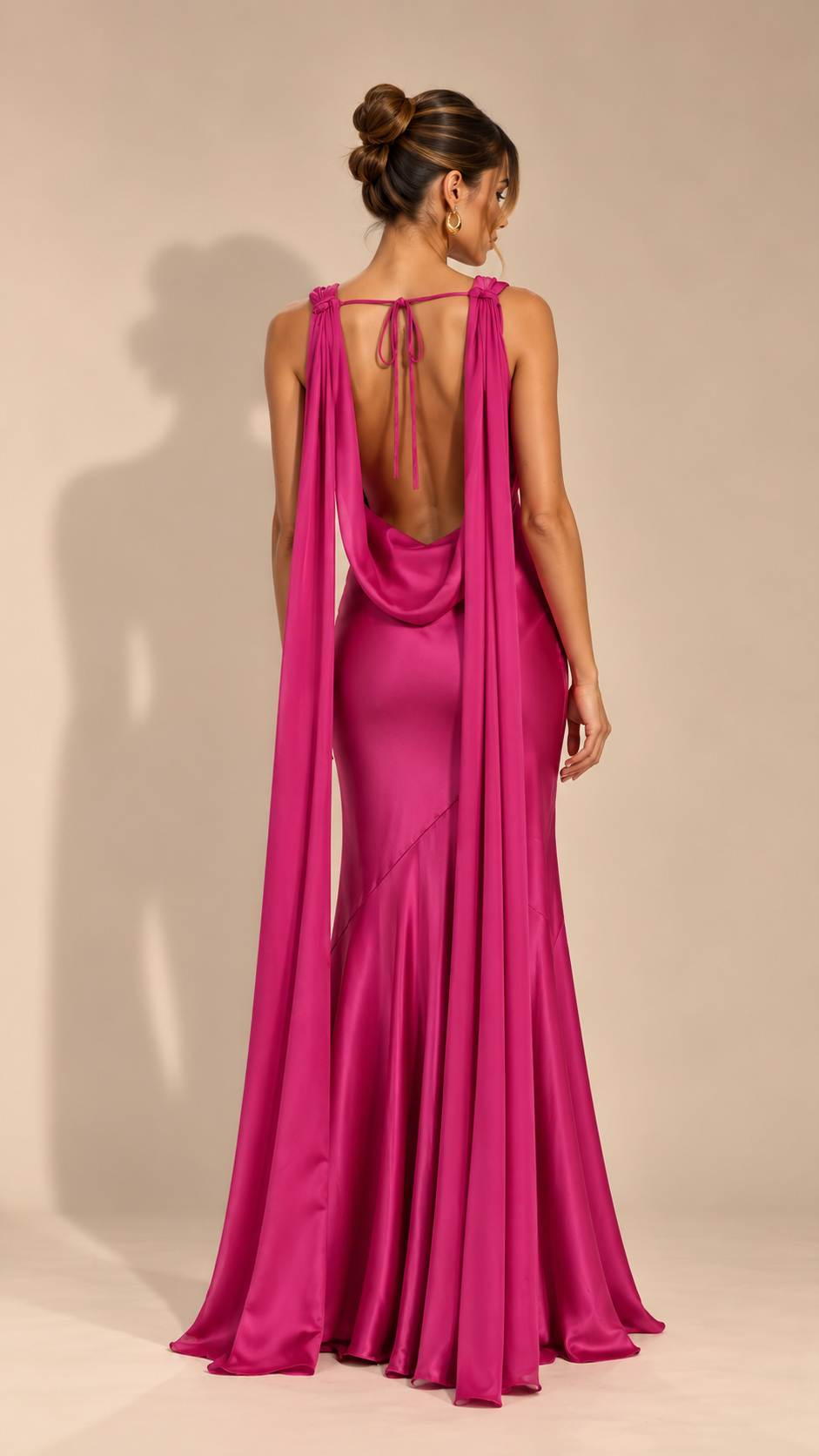 Fuchsia Cowl Maxi Dress