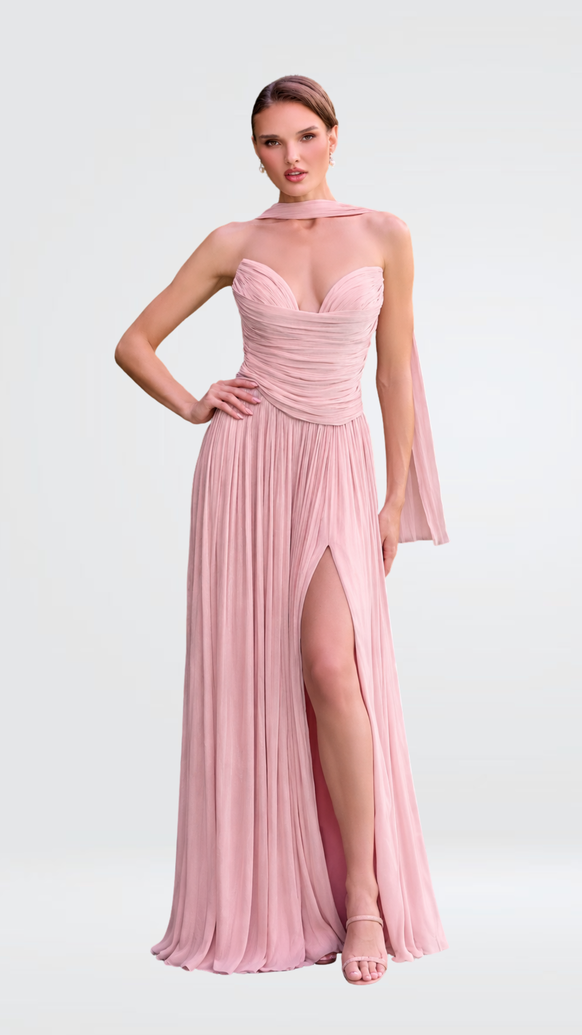 Rose Scarf Chiffon Maxi Dress
