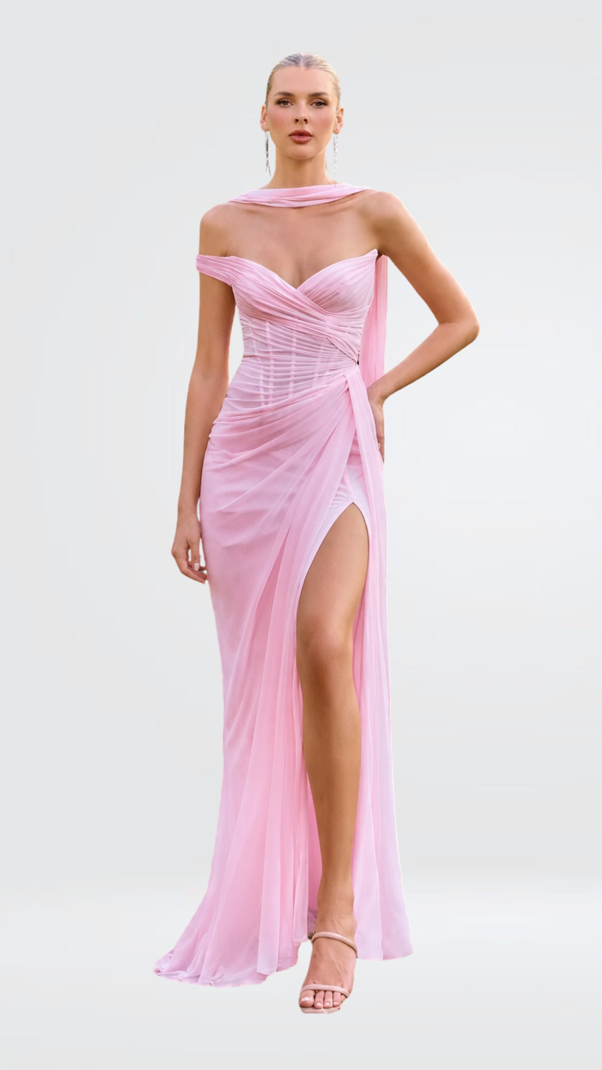 Blush Corset Drape Maxi Dress