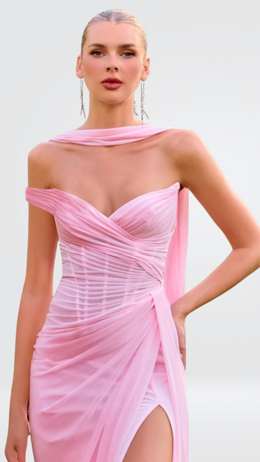 Blush Corset Drape Maxi Dress
