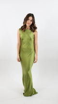 Olive Silk Maxi Dress