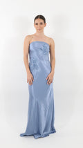 Blue Bloom Silk Maxi Dress