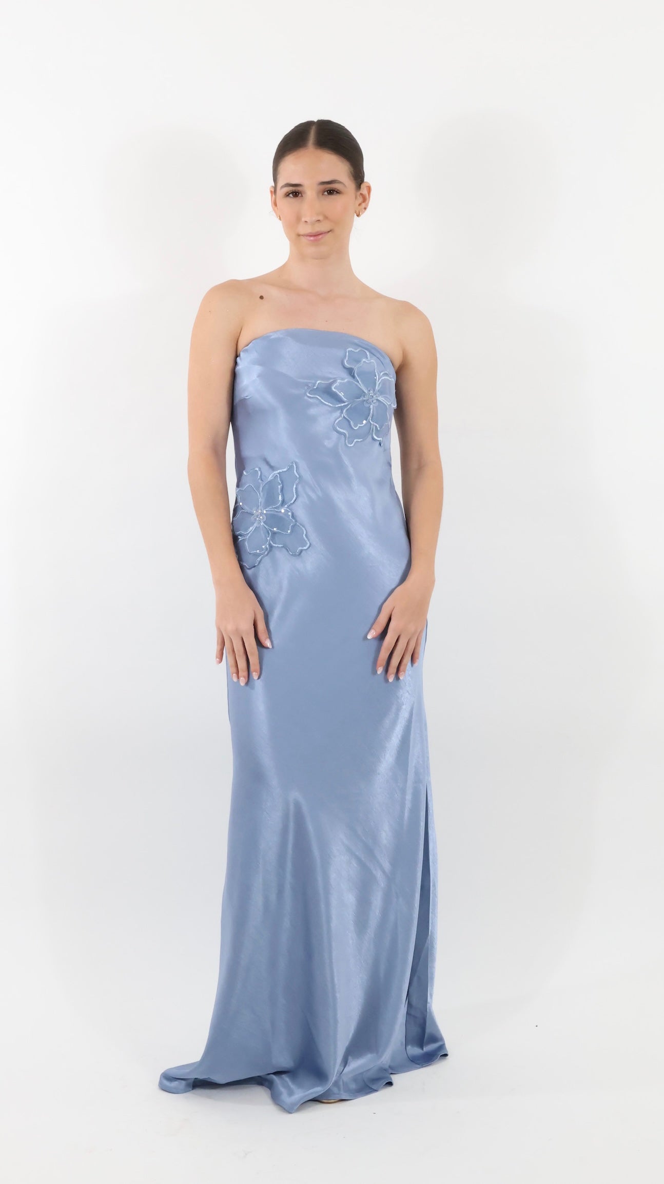 Blue Bloom Silk Maxi Dress