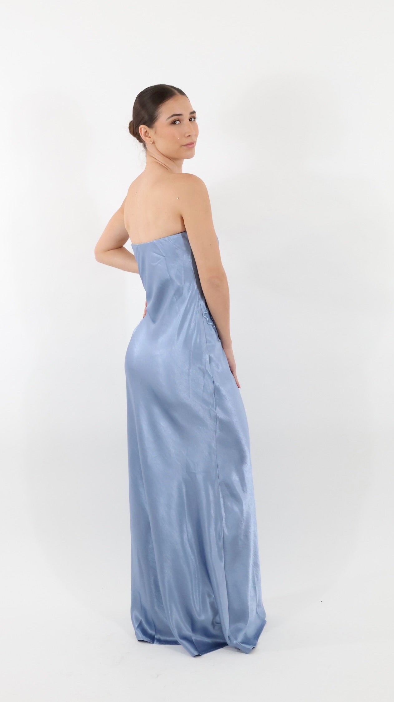 Blue Bloom Silk Maxi Dress
