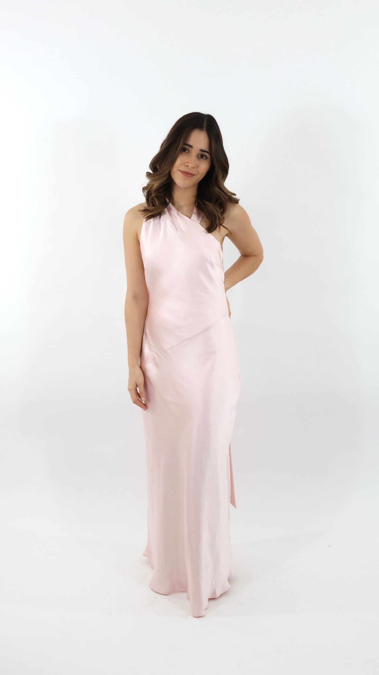 Baby Pink Open Back Maxi Dress