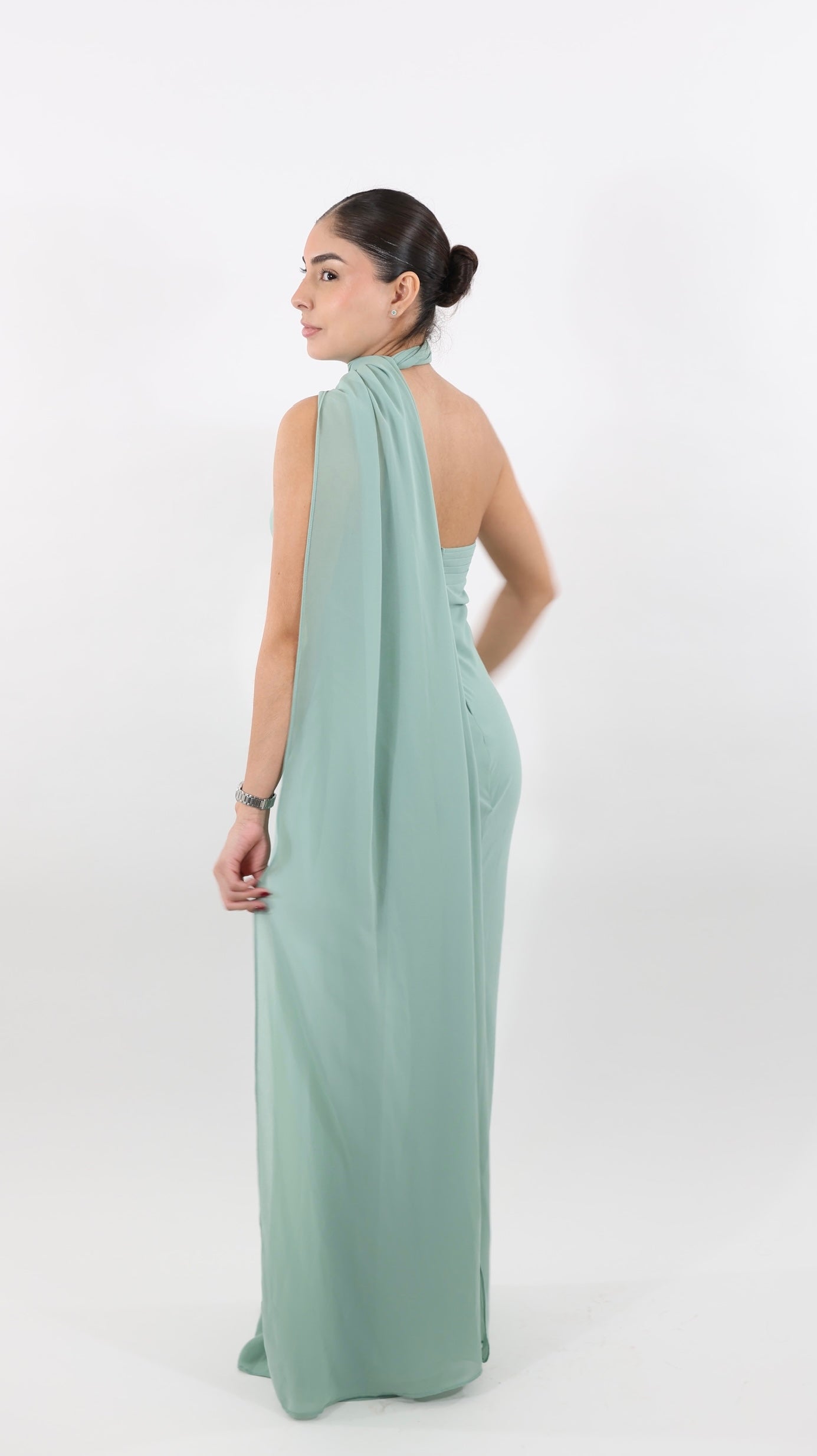 Sage One-Shoulder Maxi Dress