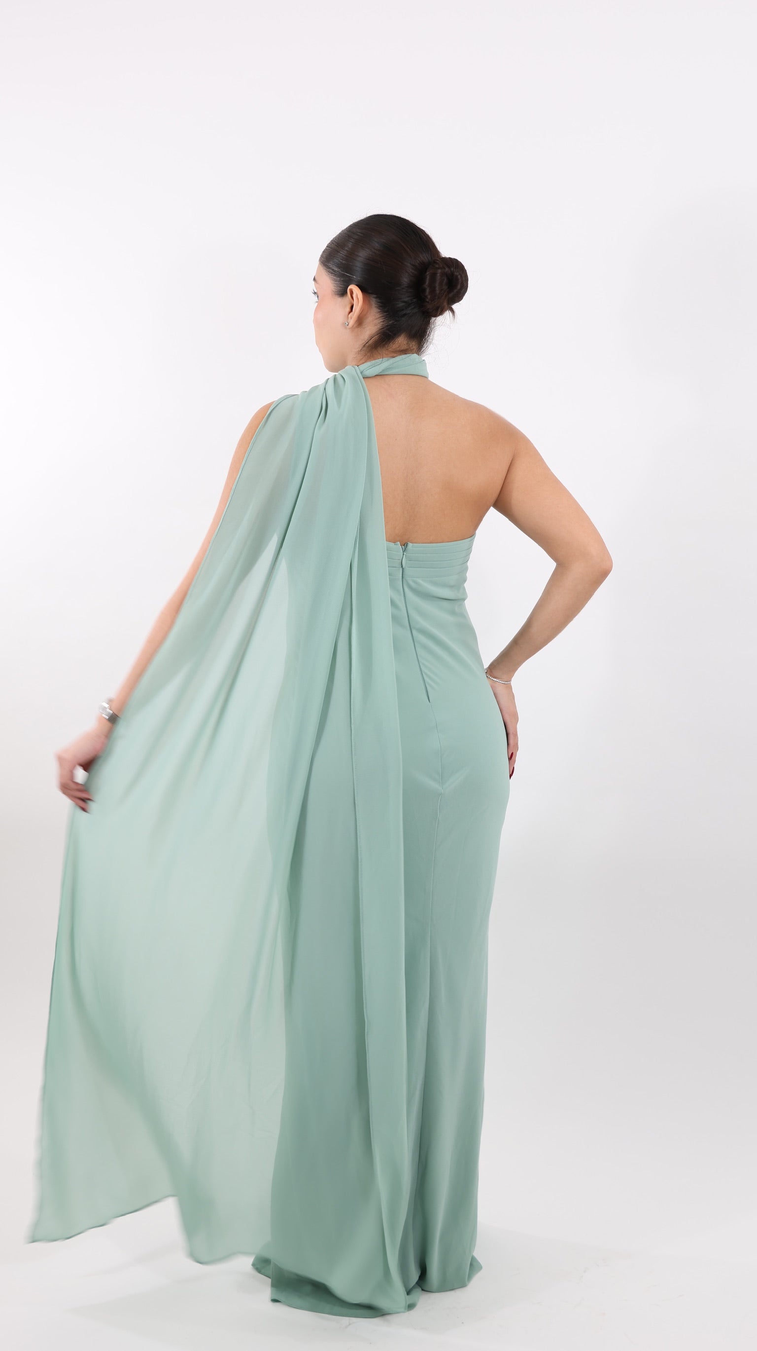 Sage One-Shoulder Maxi Dress