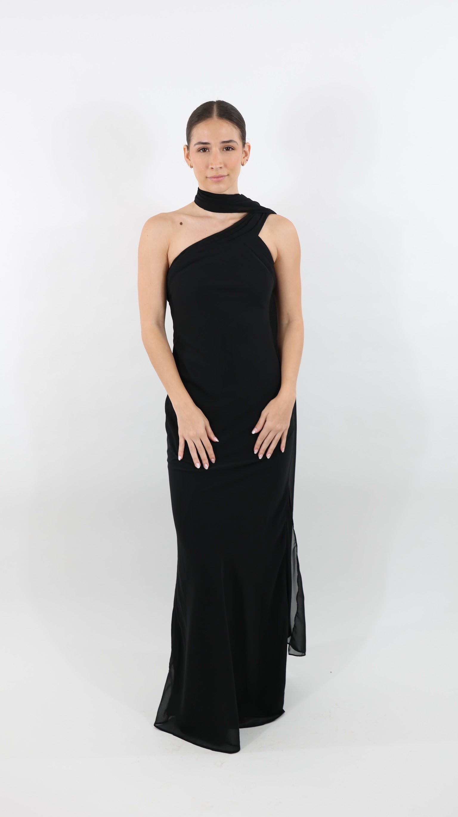 Black One-Shoulder Maxi Dress
