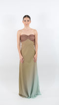 Green Sunset Strapless Maxi Dress