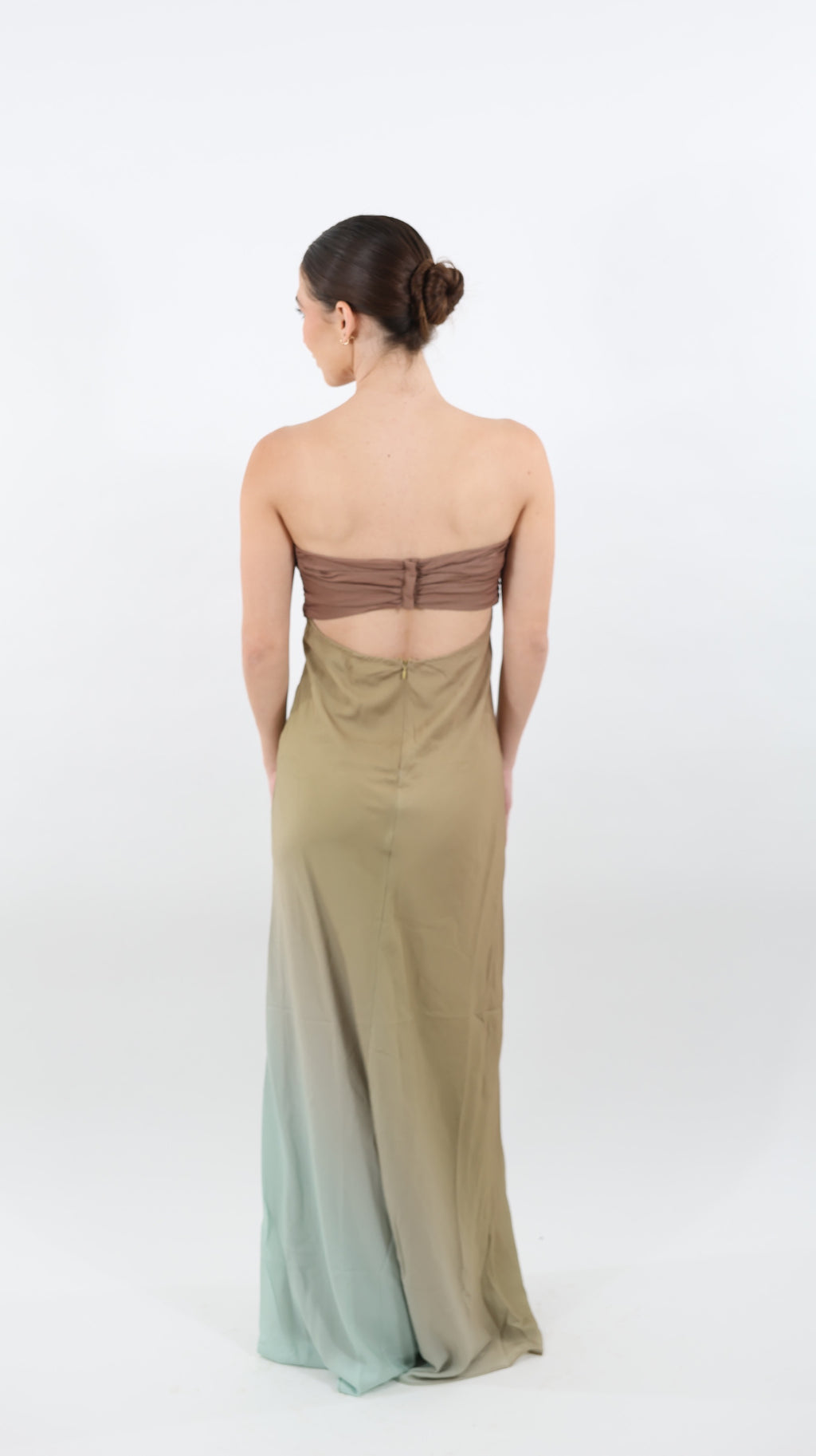 Green Sunset Strapless Maxi Dress