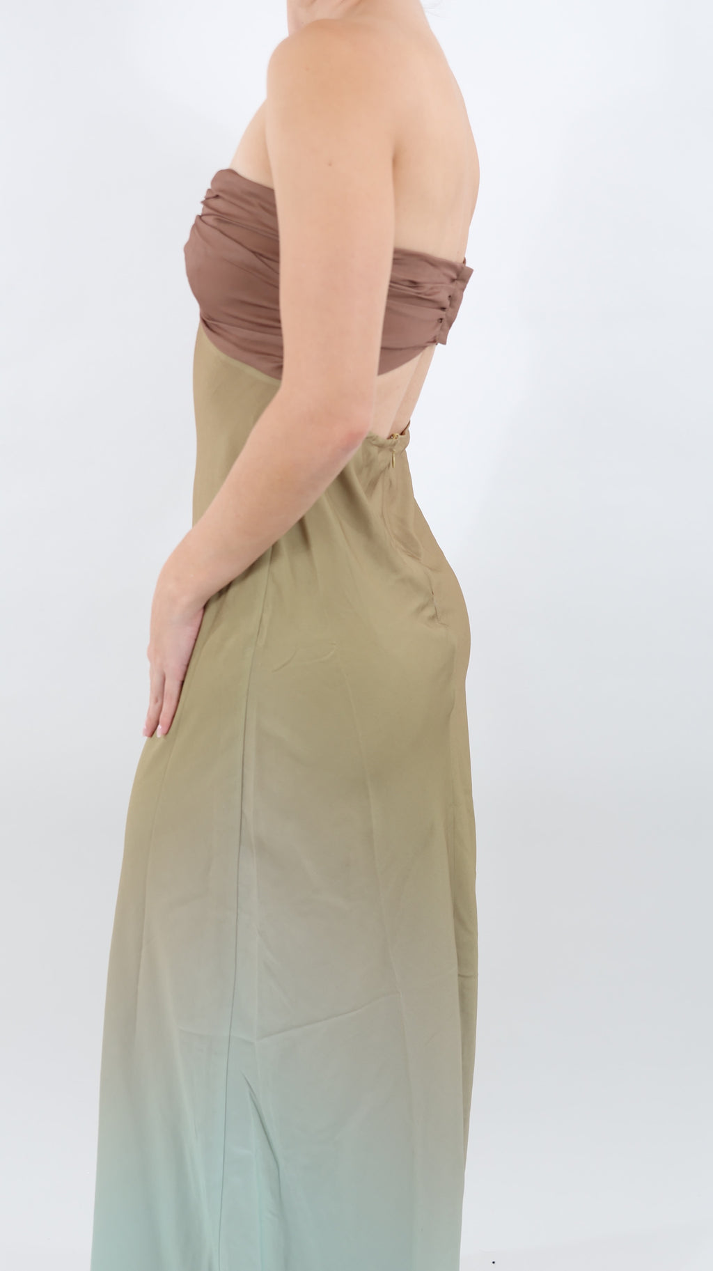 Green Sunset Strapless Maxi Dress