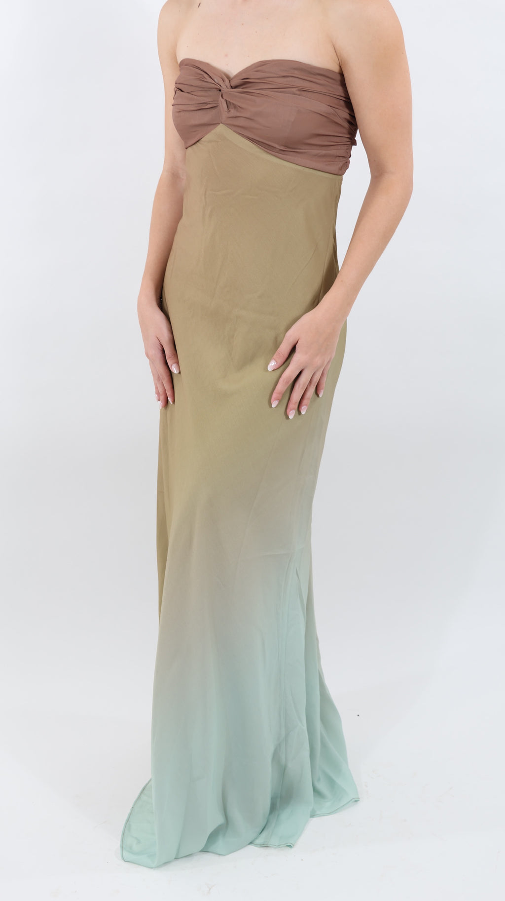 Green Sunset Strapless Maxi Dress