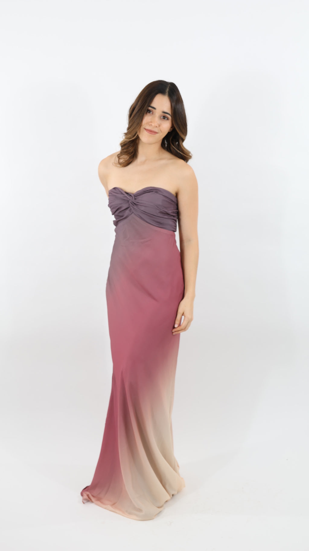 Rose Sunset Strapless Maxi Dress