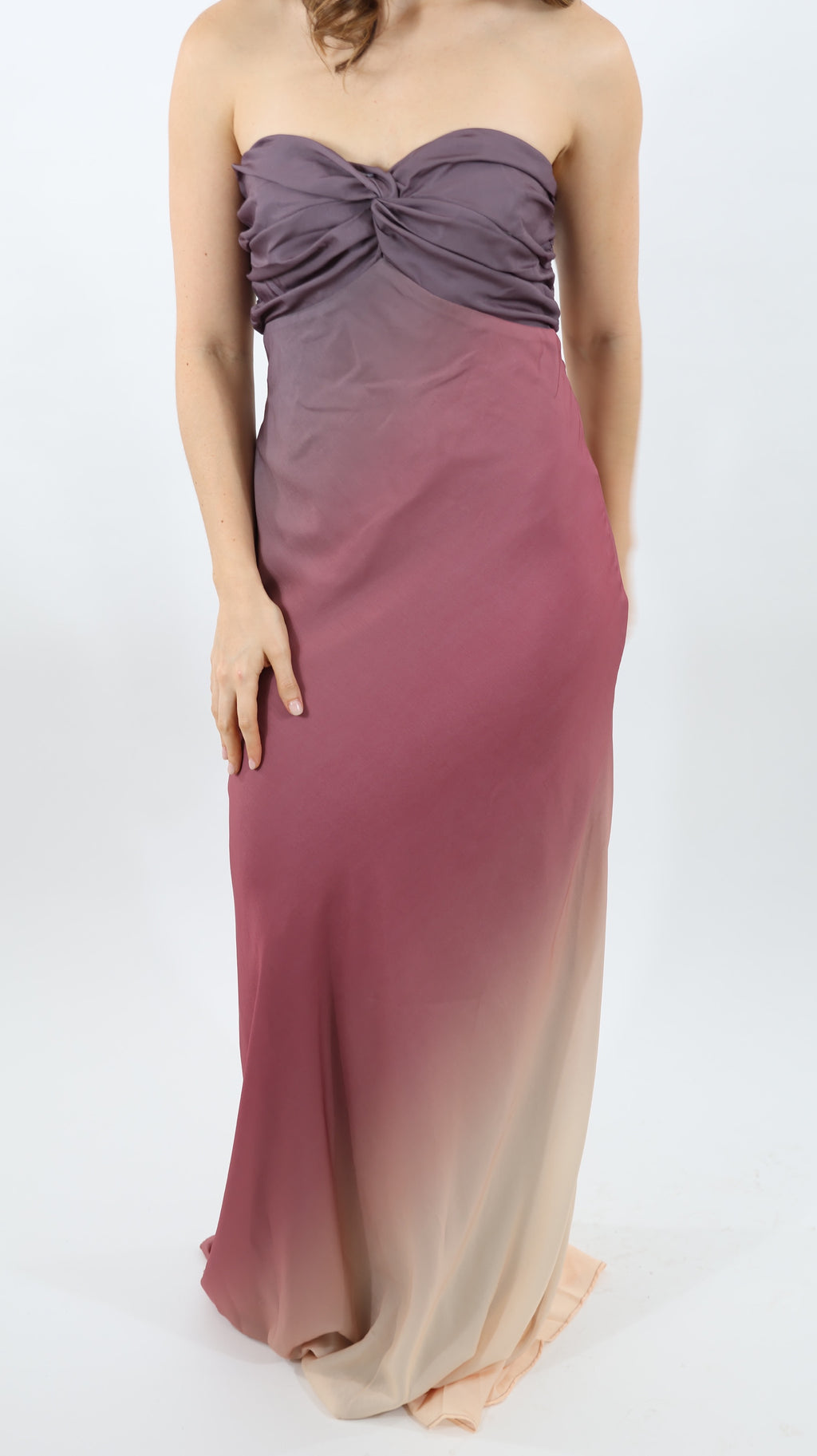 Rose Sunset Strapless Maxi Dress