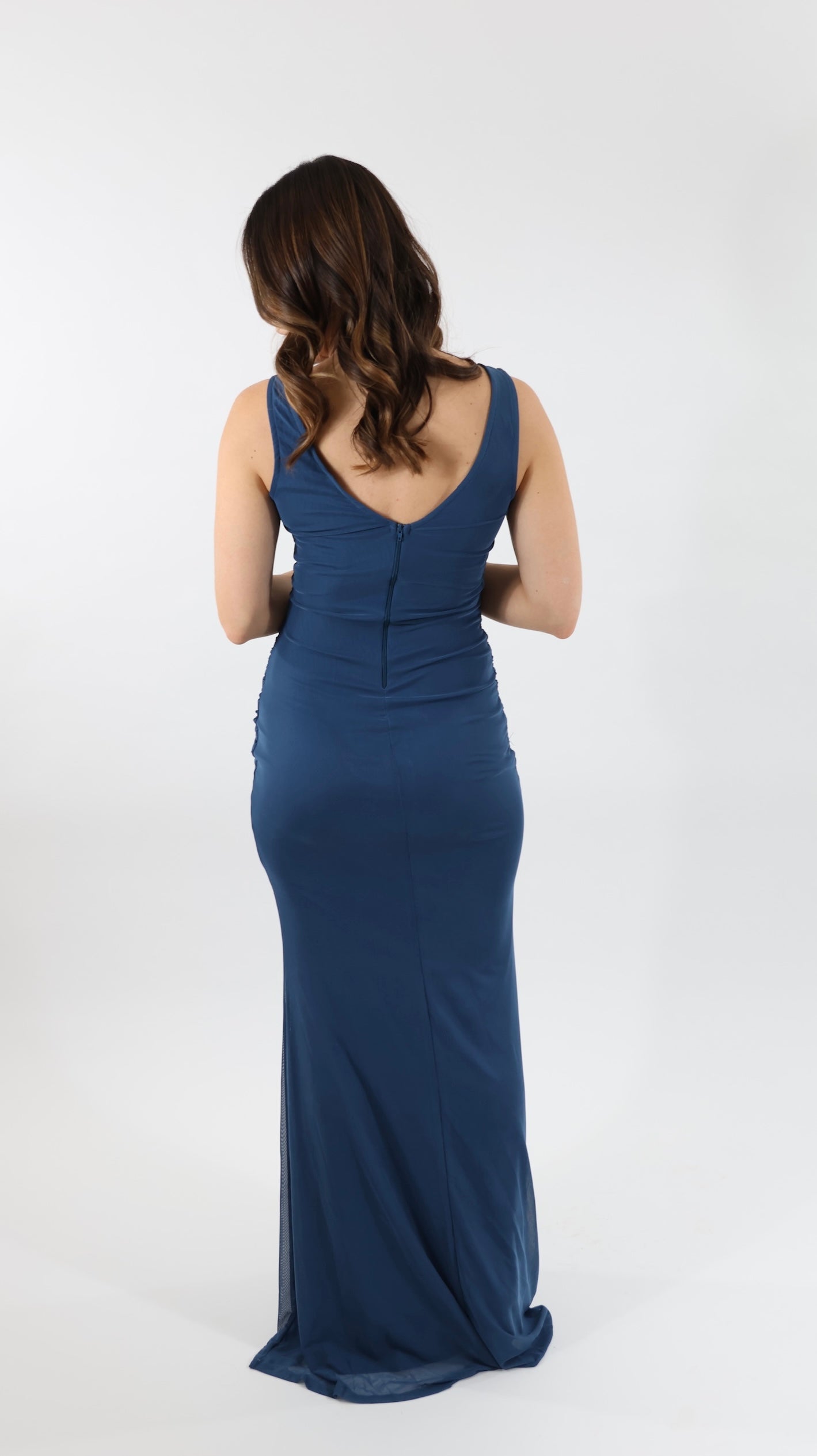 Blue Indigo Drape Maxi Dress