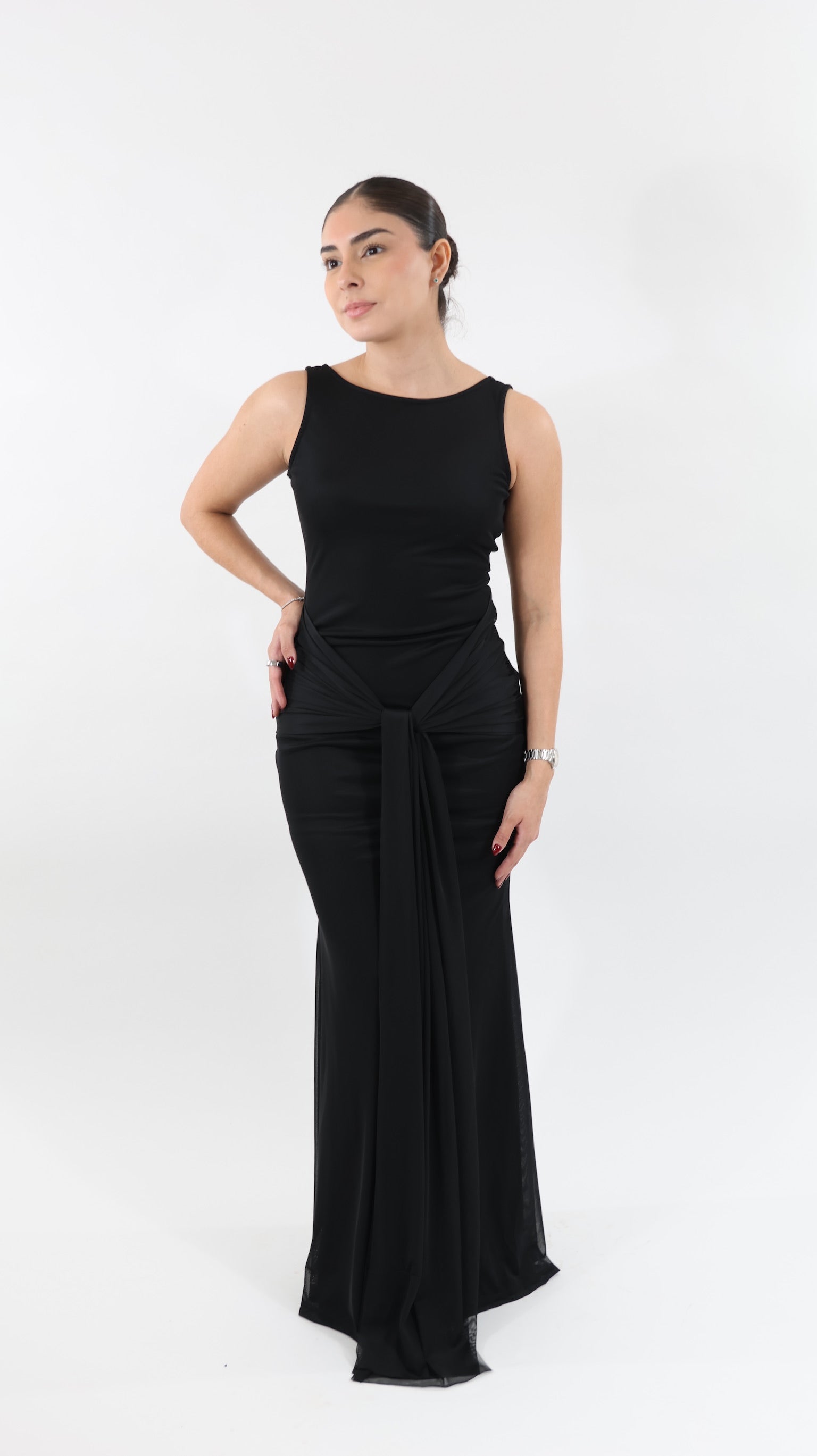 Black Drape Maxi Dress