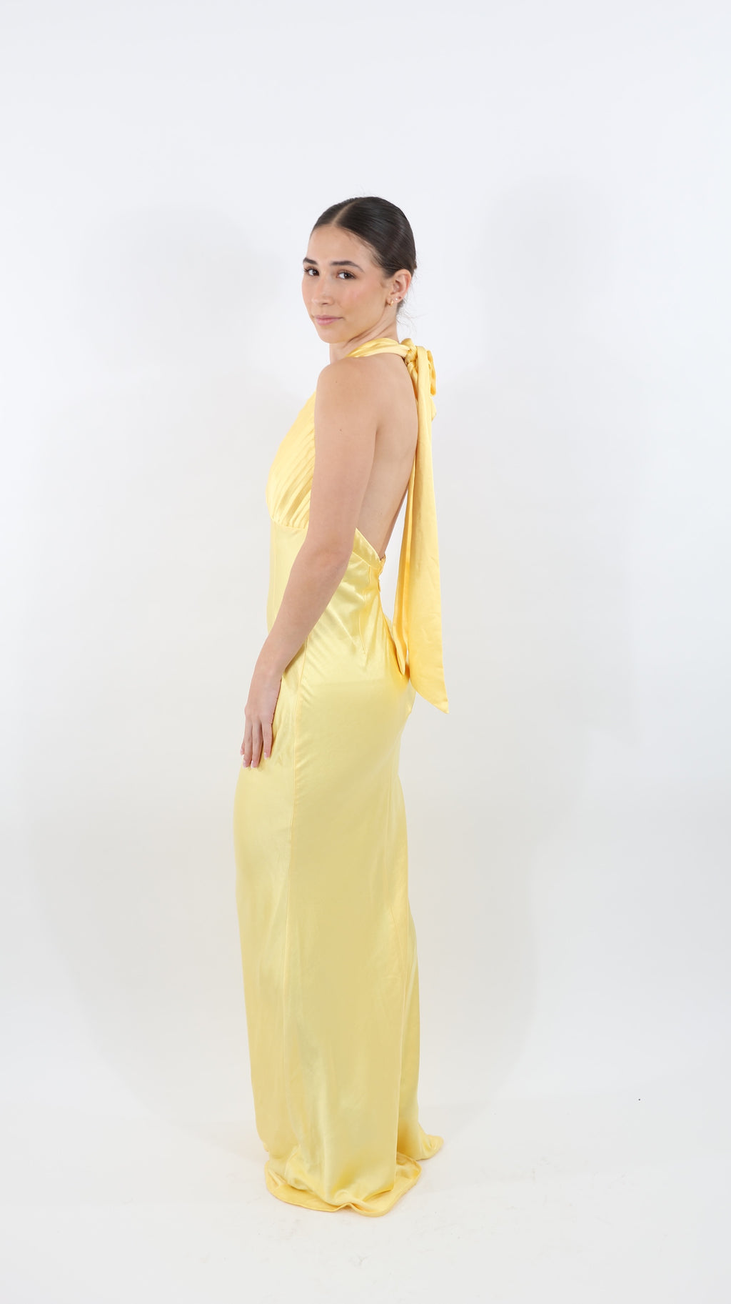 Butter Yellow Halter Maxi Dress