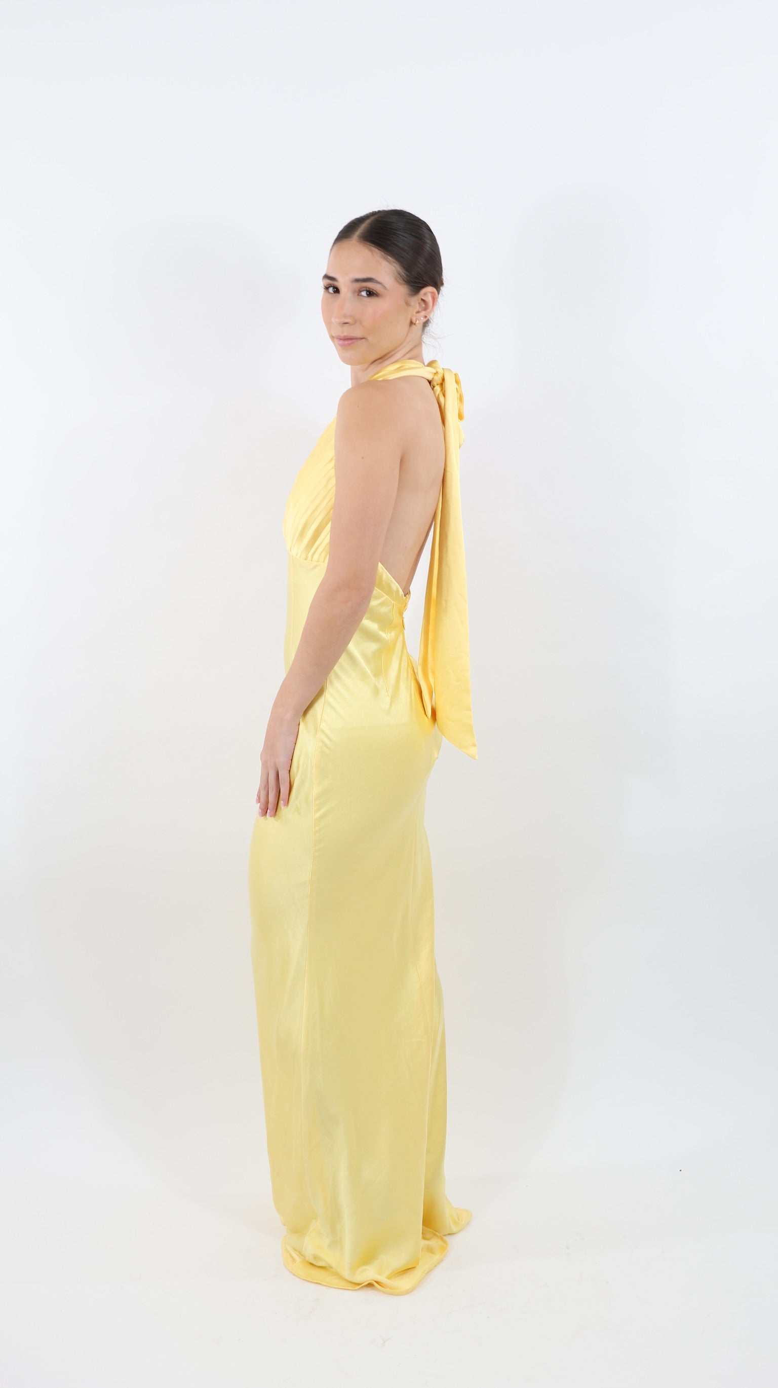 Butter Yellow Halter Maxi Dress